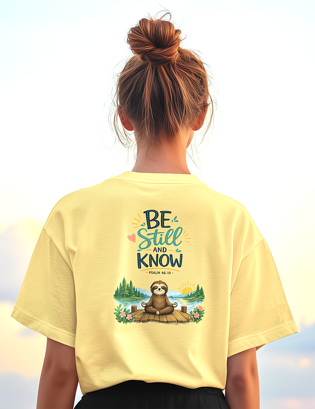 'Be Still and Know' Christian Graphic Tee-Sloth