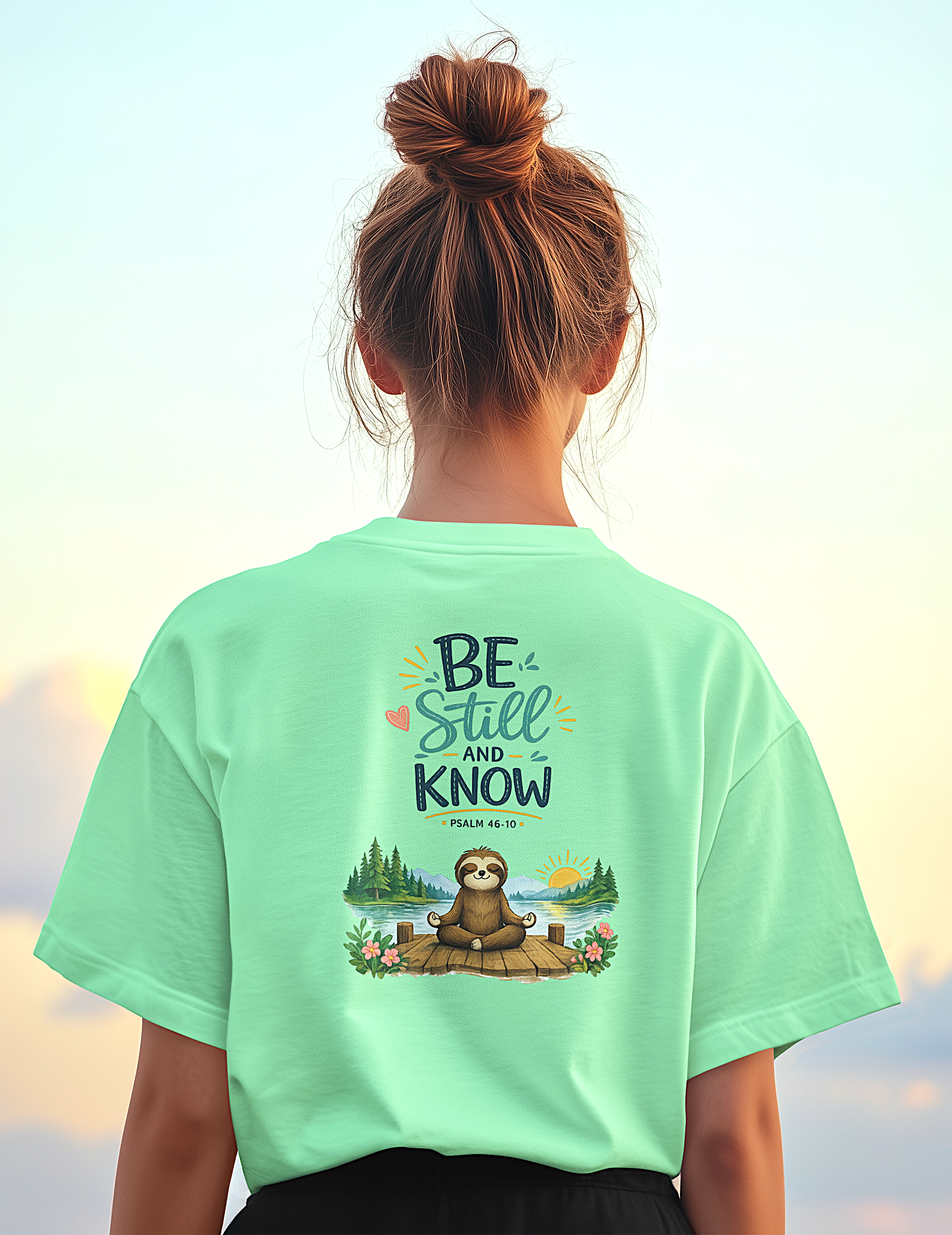'Be Still and Know' Christian Graphic Tee-Sloth