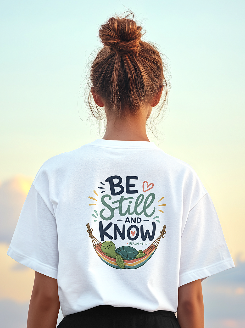 'Be Still and Know' Christian Graphic Tee-Turtle