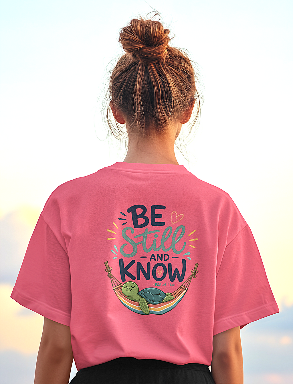 'Be Still and Know' Christian Graphic Tee-Turtle