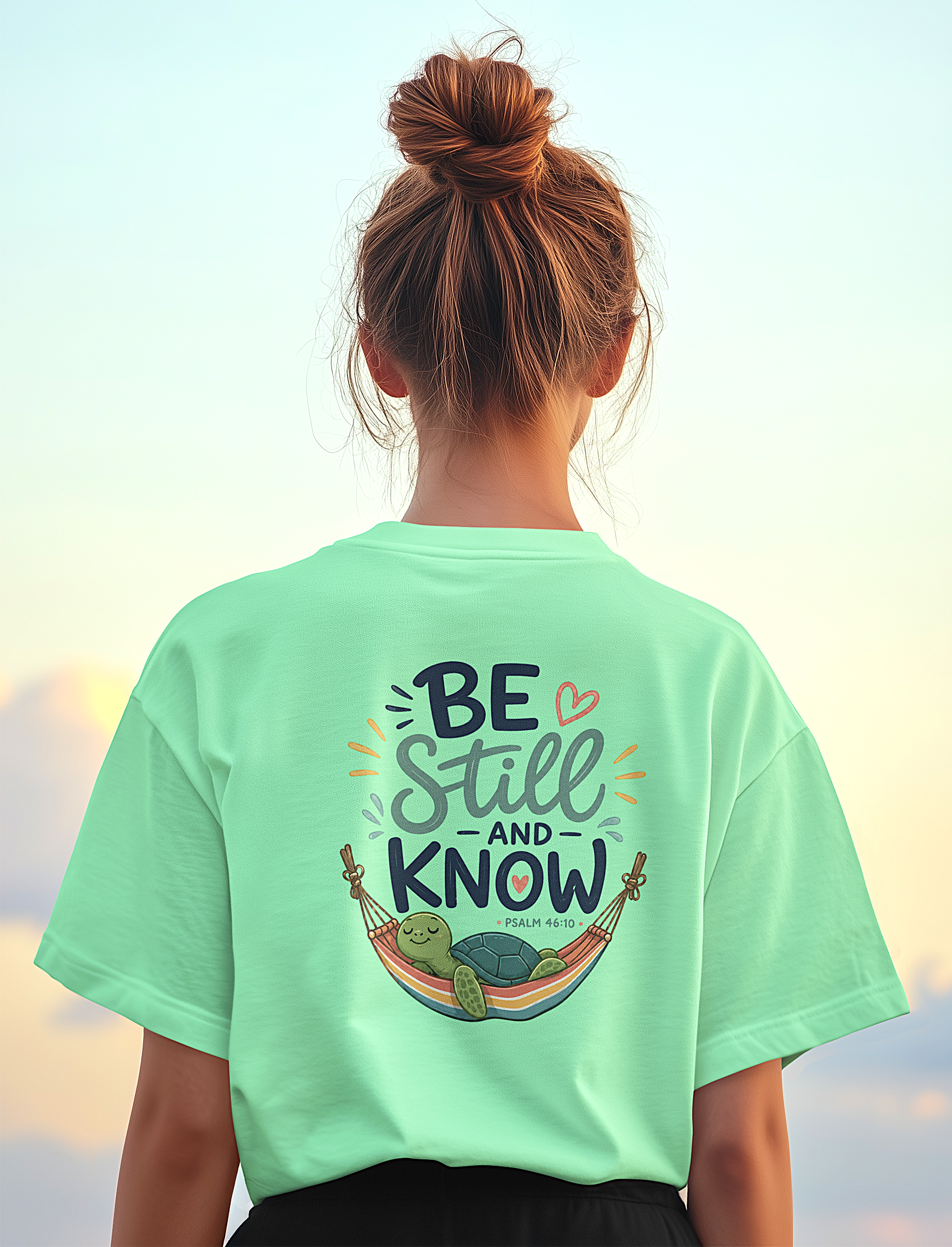 'Be Still and Know' Christian Graphic Tee-Turtle