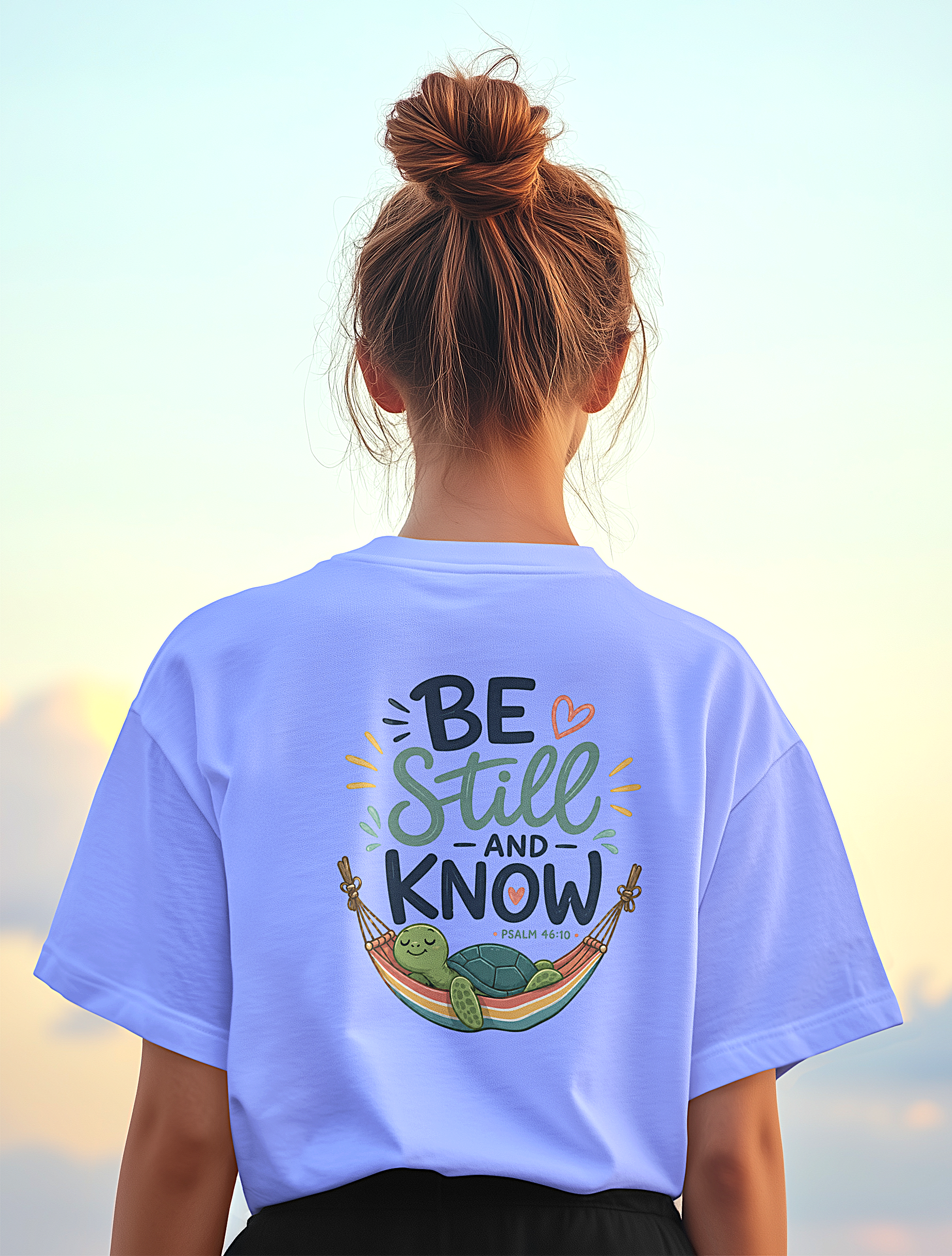 'Be Still and Know' Christian Graphic Tee-Turtle