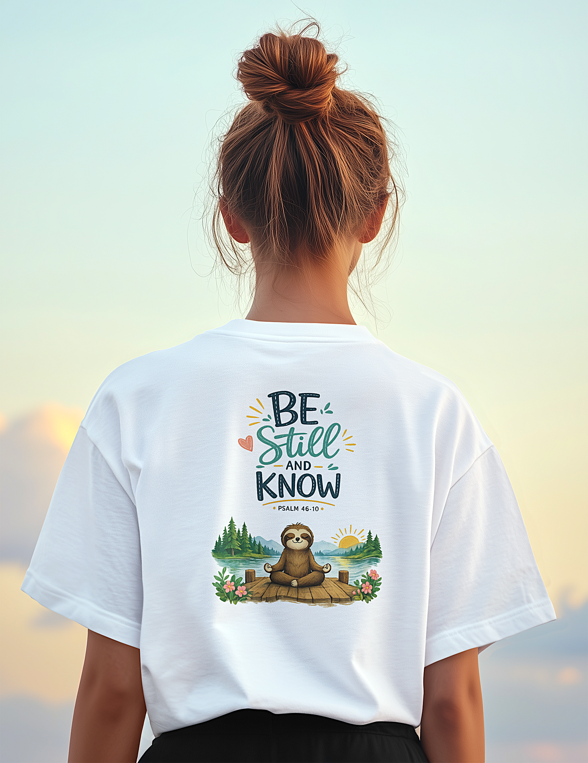 'Be Still and Know' Christian Graphic Tee-Sloth