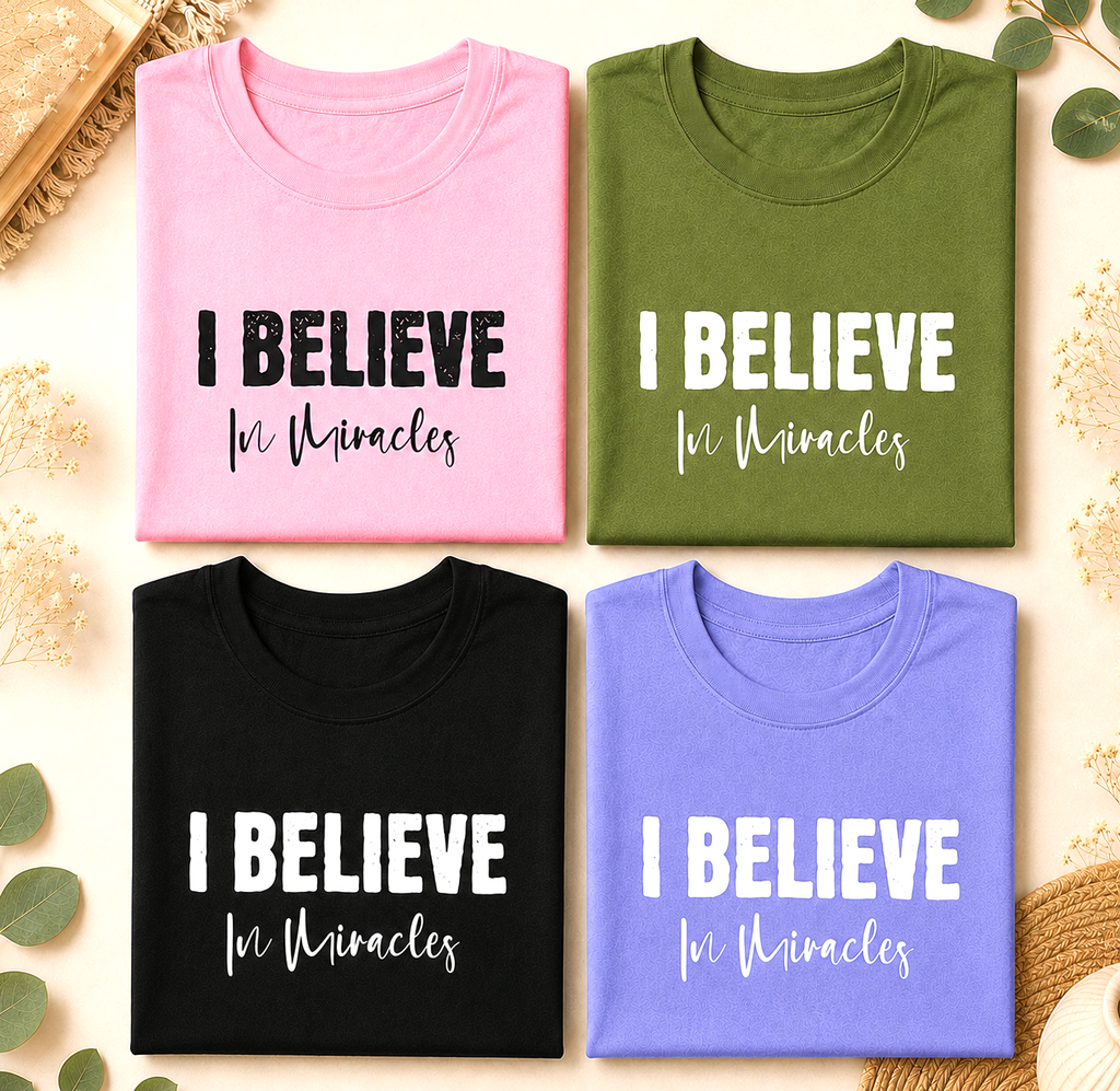 'I Believe in Miracles' Short Sleeve Crewneck T-Shirt