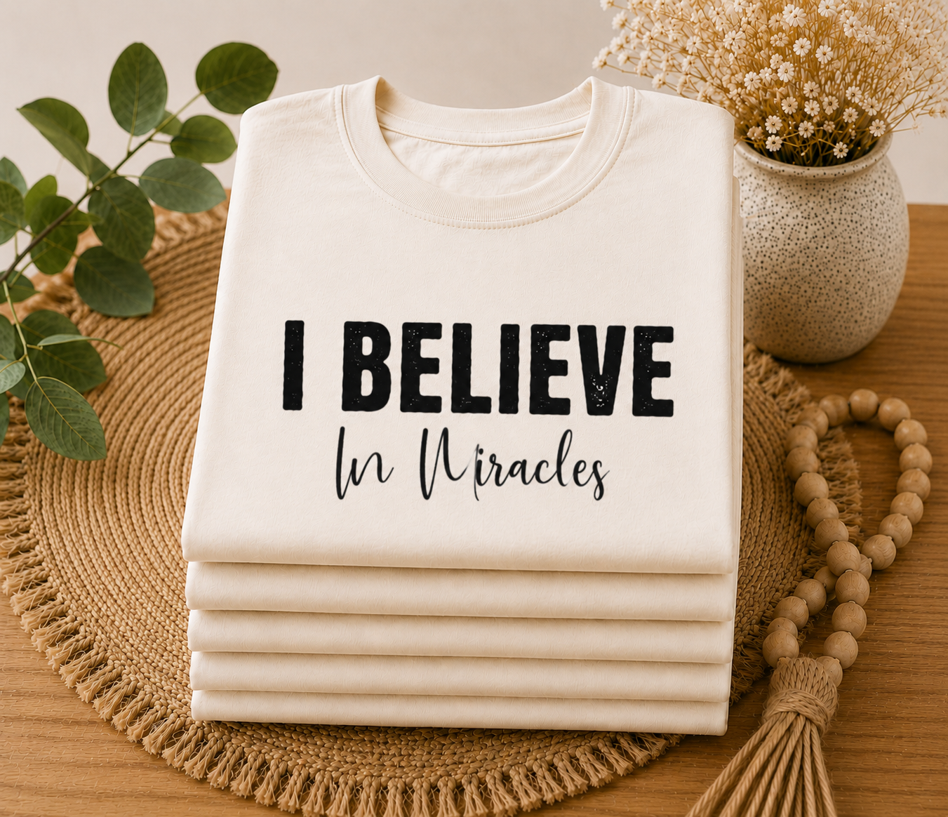 'I Believe in Miracles' Short Sleeve Crewneck T-Shirt
