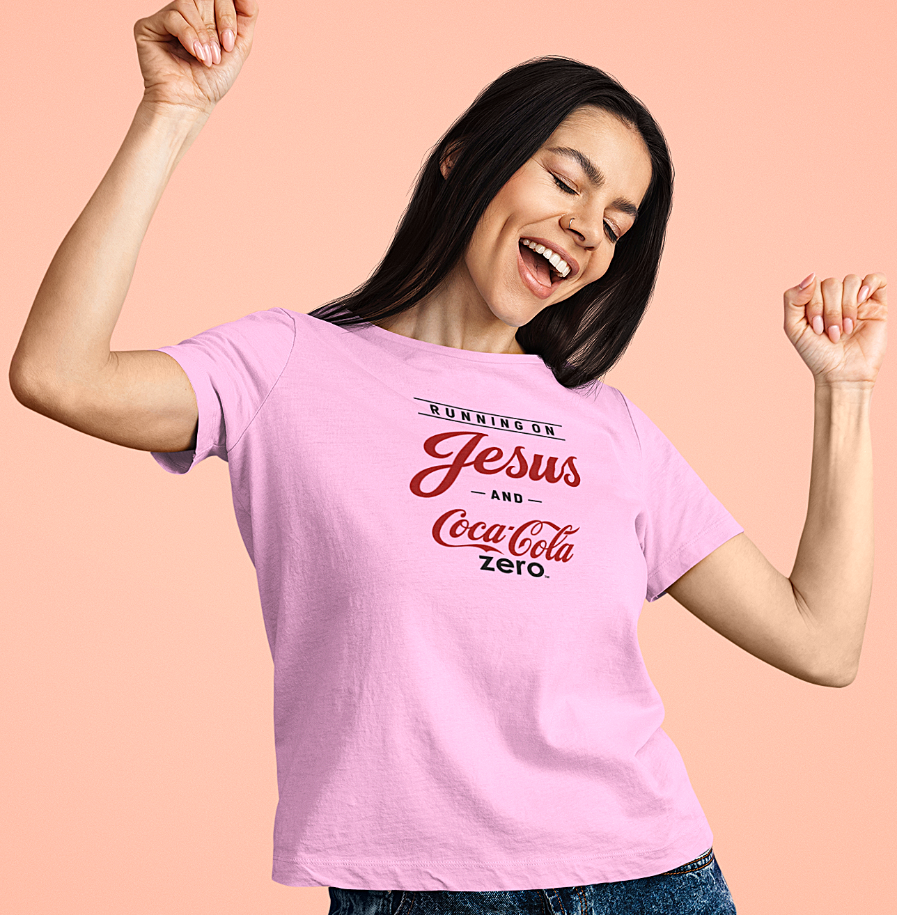 'Running on Jesus and your Favorite Soda' Crewneck T-Shirt