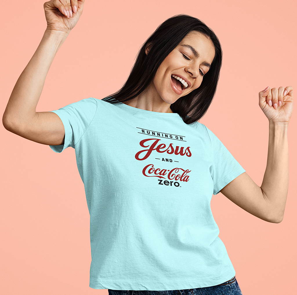 'Running on Jesus and your Favorite Soda' Crewneck T-Shirt
