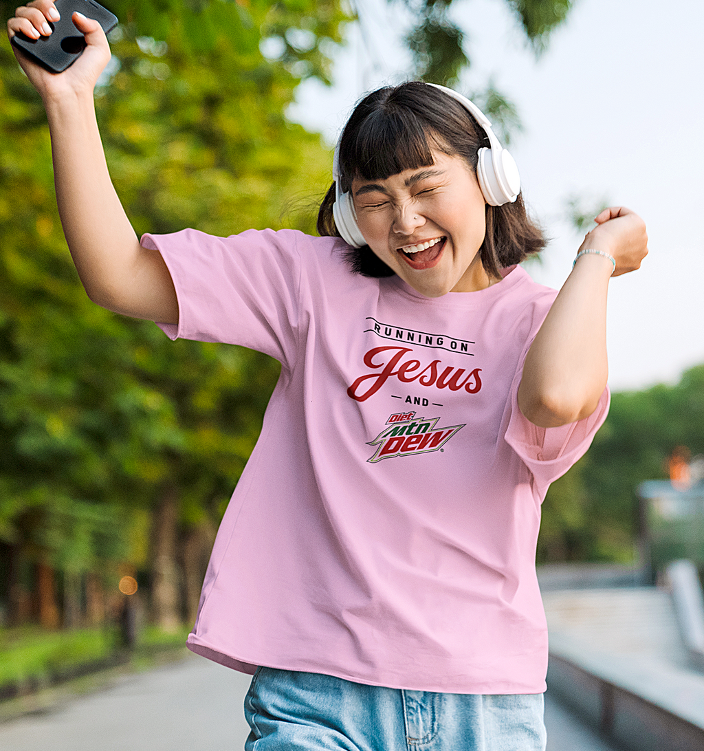 'Running on Jesus and your Favorite Soda' Crewneck T-Shirt
