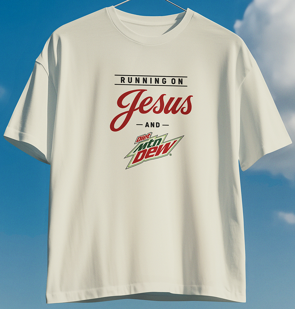 'Running on Jesus and your Favorite Soda' Crewneck T-Shirt
