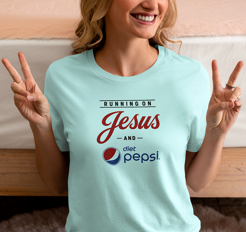 'Running on Jesus and your Favorite Soda' Crewneck T-Shirt