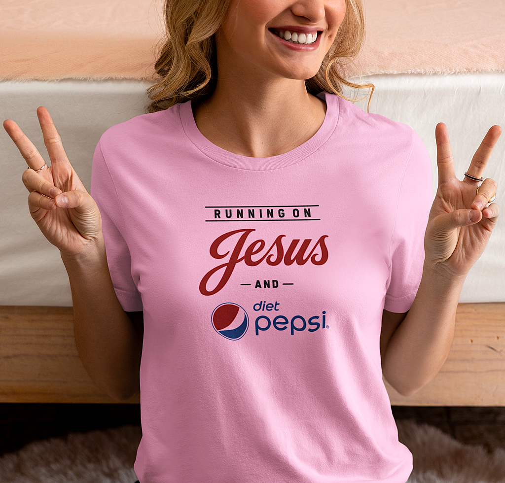 'Running on Jesus and your Favorite Soda' Crewneck T-Shirt