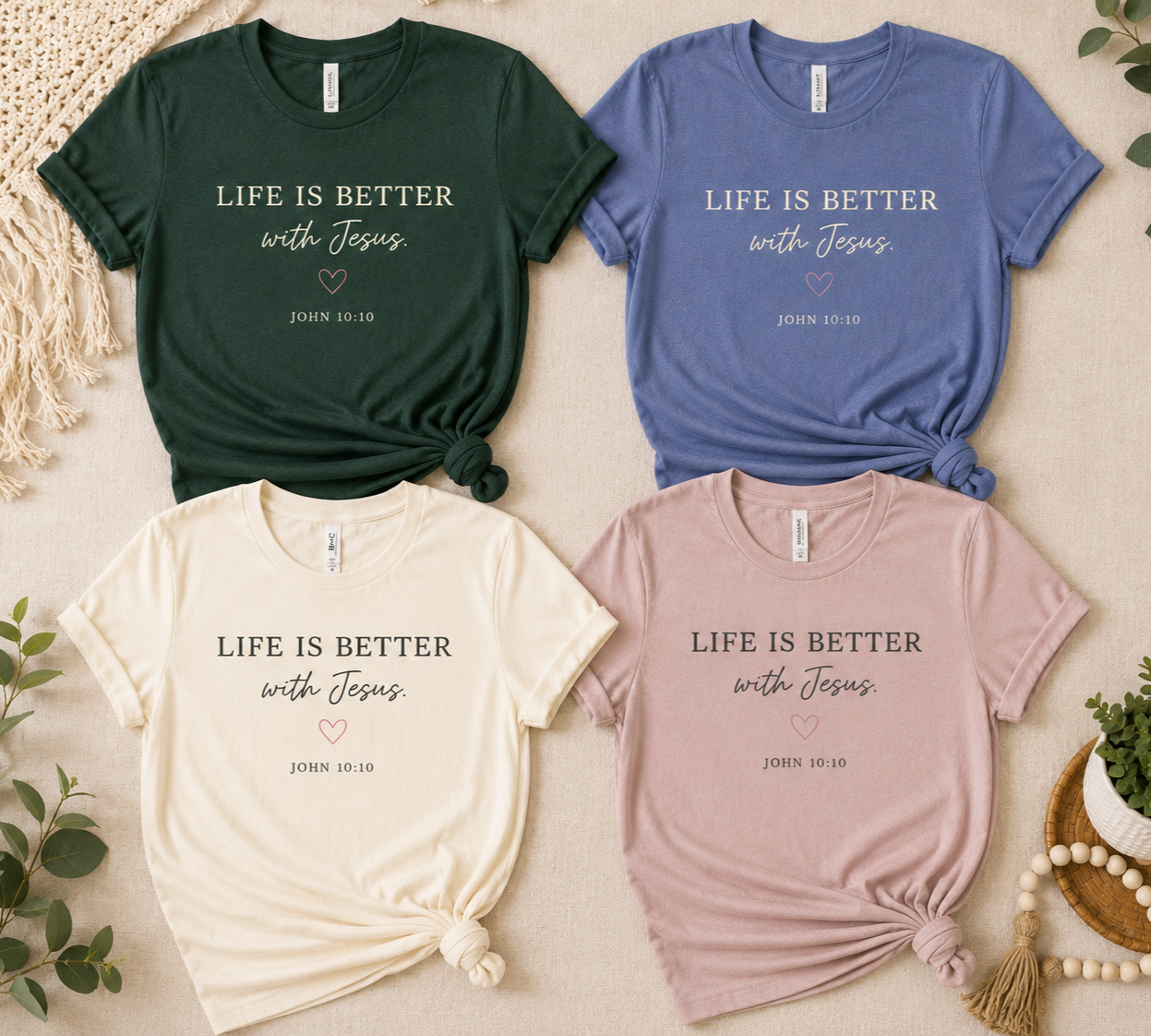 'Life is better with Jesus' Chistian Faith Crewneck Tee