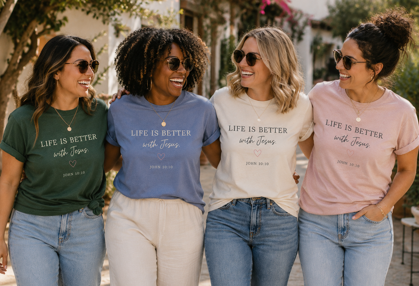 'Life is better with Jesus' Chistian Faith Crewneck Tee