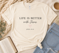 'Life is better with Jesus' Chistian Faith Crewneck Tee