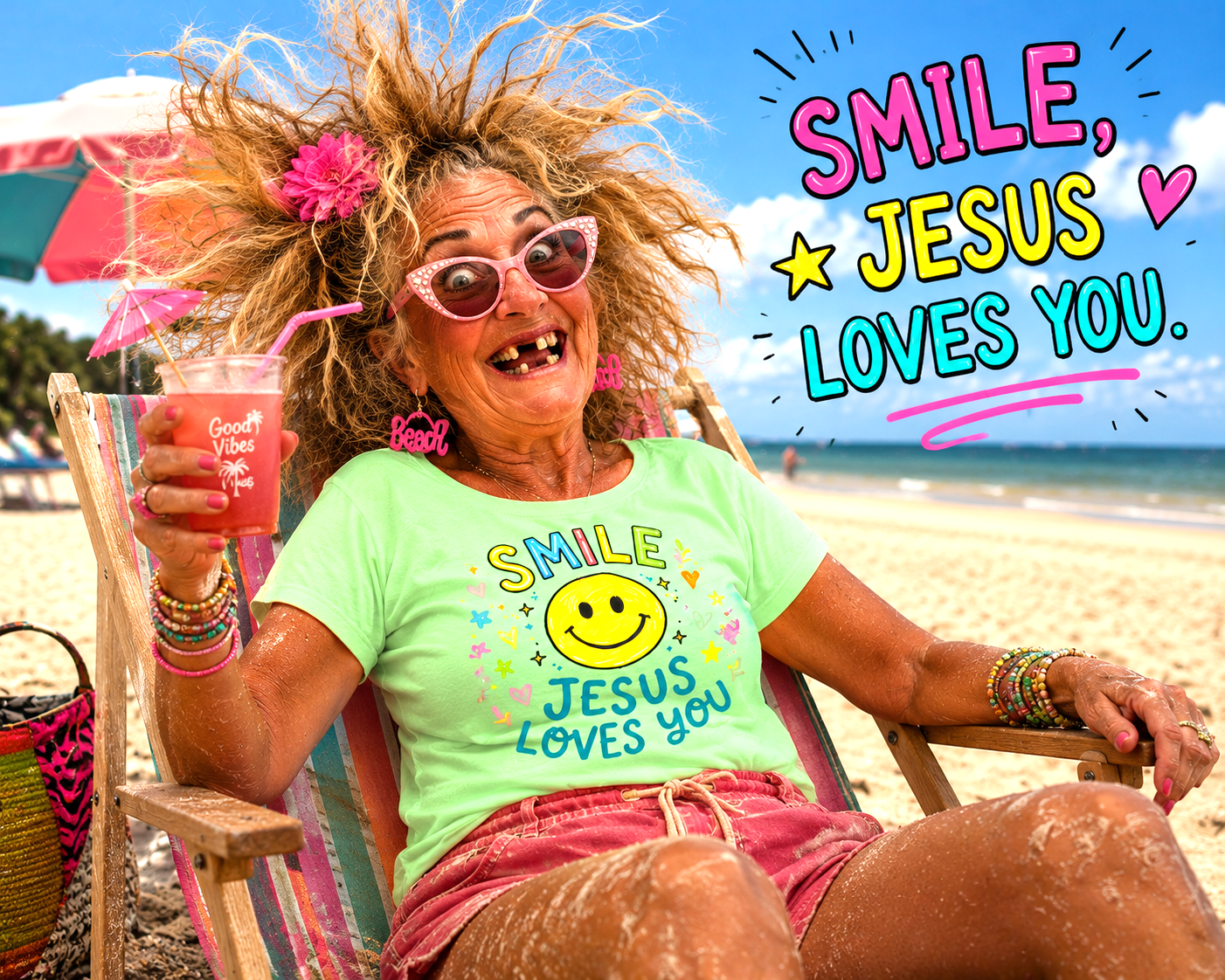 'Smile, Jesus Loves You' Crewneck T-shirt