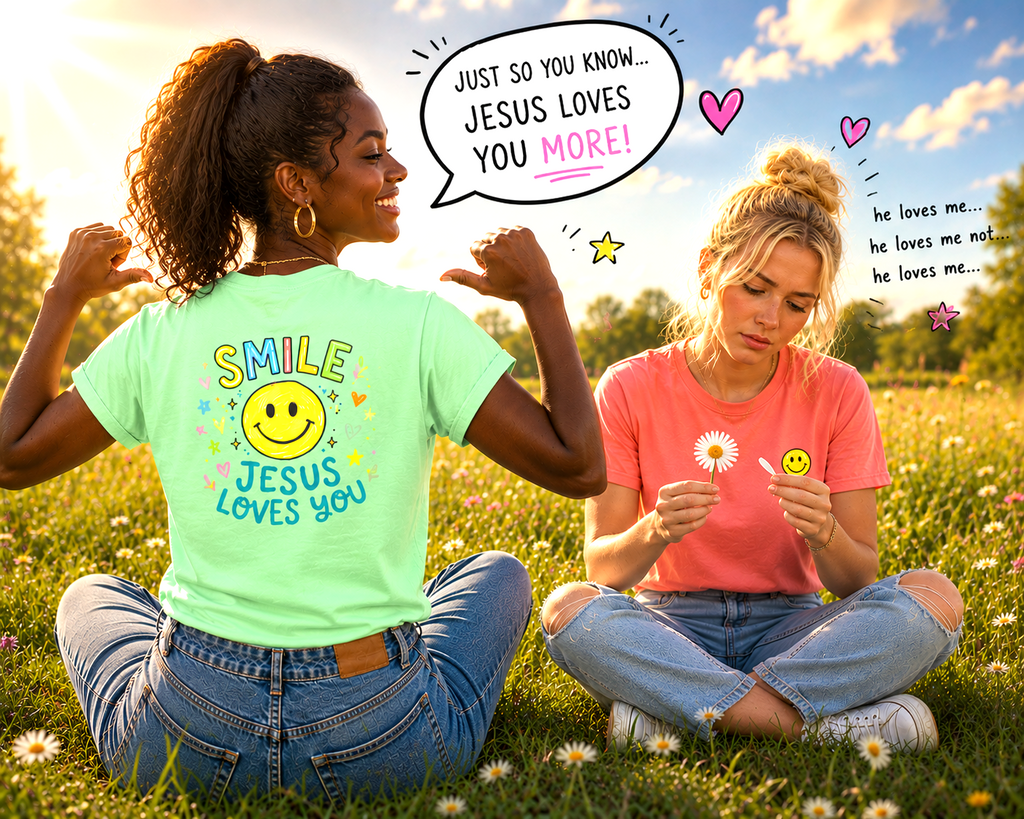 'Smile, Jesus Loves You' Crewneck T-shirt