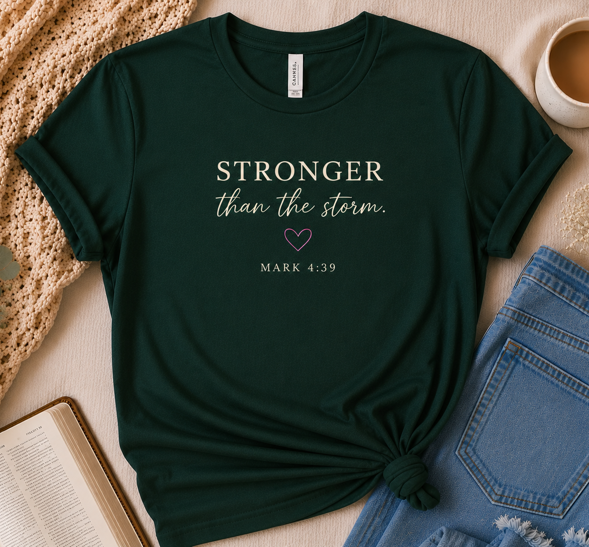 'Stronger Than the Storm' Chistian Graphic Tee