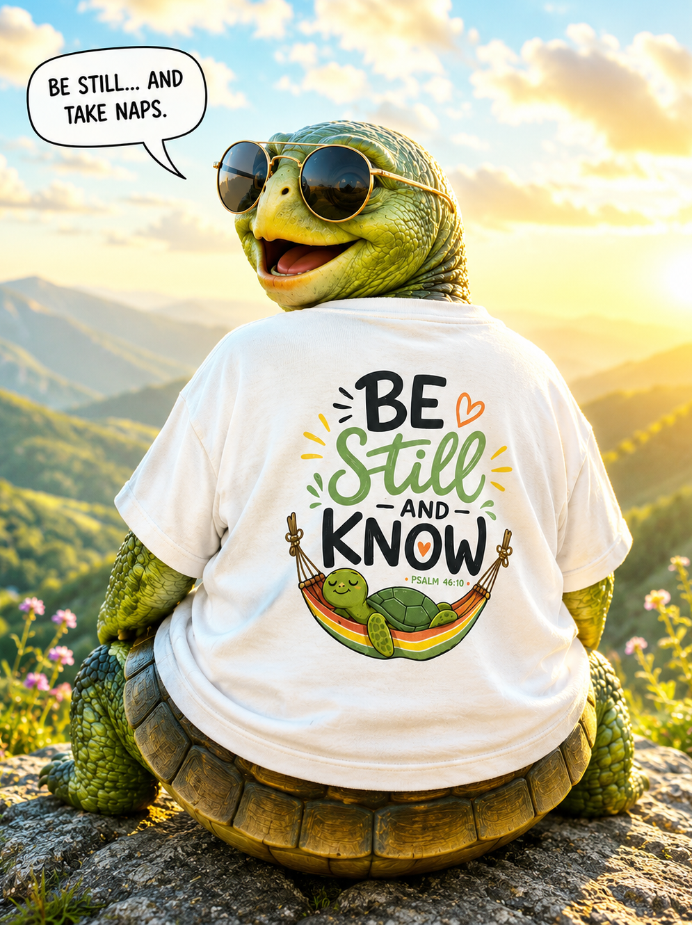 'Be Still and Know' Christian Graphic Tee-Turtle